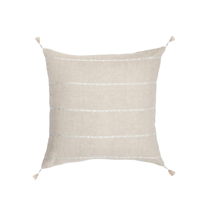 Square Pillow Cover & Insert, Light Gray/White, Feathers