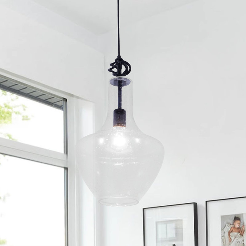 10.6'' Single-head Clear Bubble Glass Dining Pendant Light