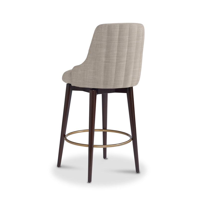 Zoe Swivel Upholstered Bar Stool, Flax, Counter Stool (25.5” Seat Height)