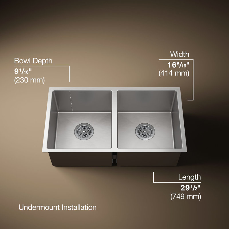 Strive 29-1/2 In. Undermount Double-Bowl Kitchen Sink