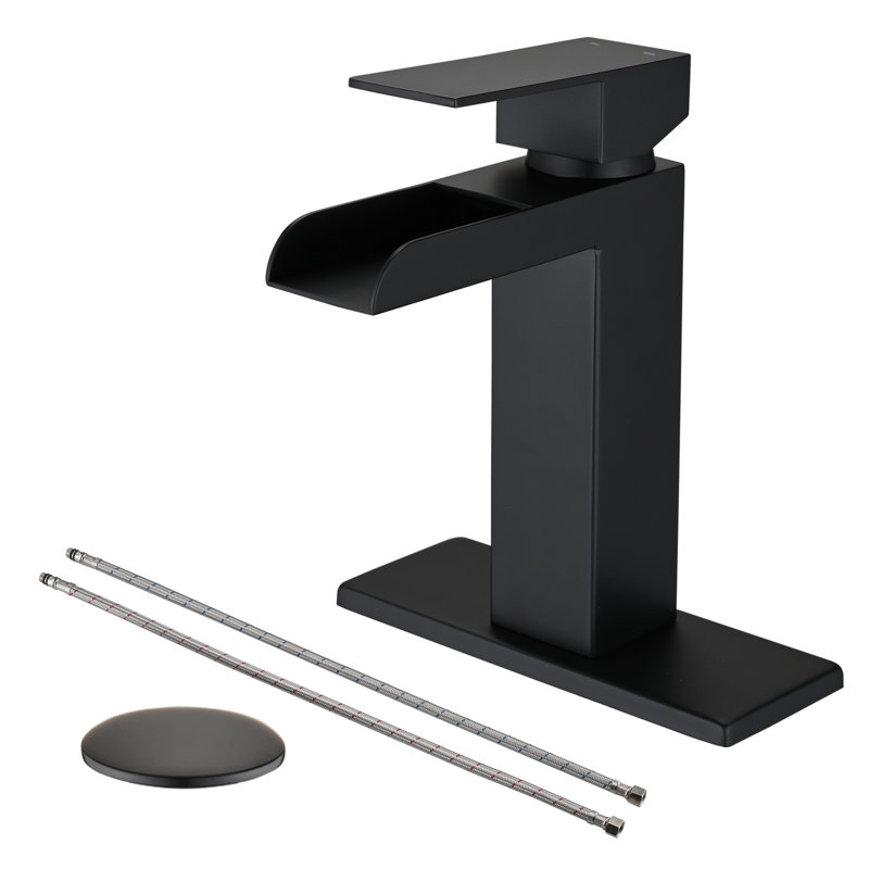 Single-handle Bathroom Faucet with Drain Assembly, Matte Black