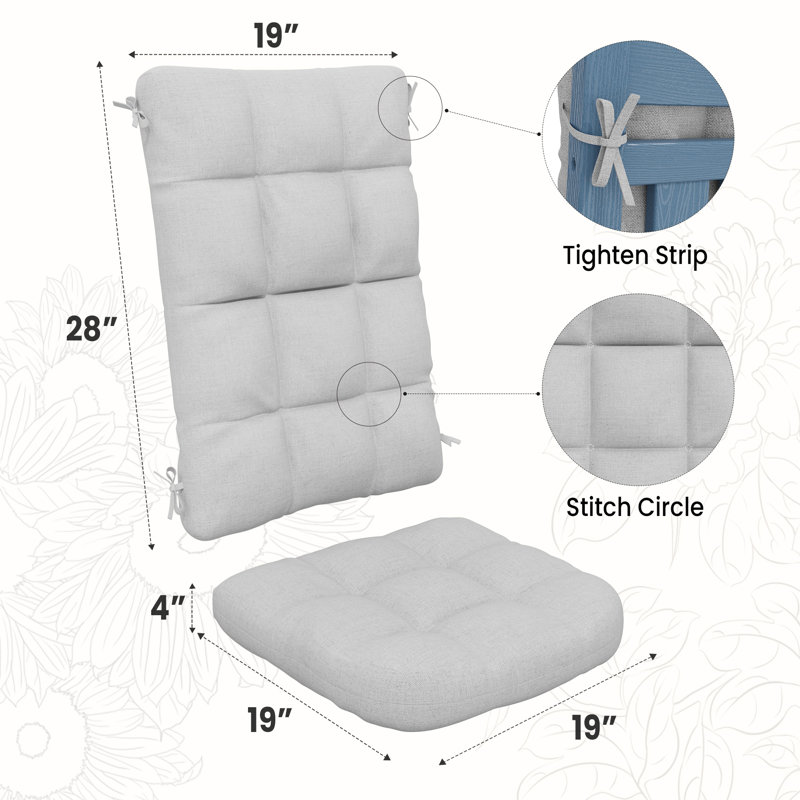  Wolak Outdoor Olefin Seat/Back Cushion for Patio Seats, Gray
