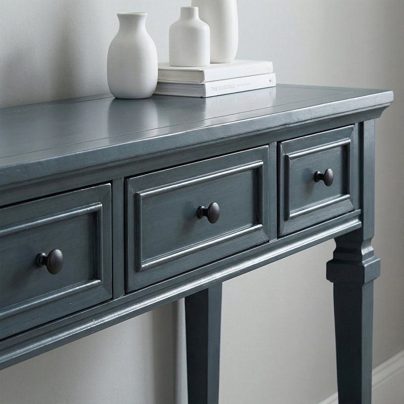 Functional Console Table With 3 Drawers And Open Bottom Shelf – Space-Saving Storage Sofe Table For Entryway, Hallway, Navy