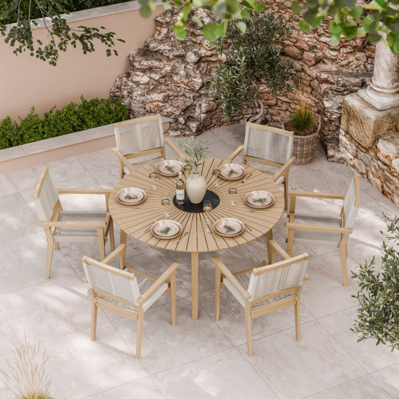 Roma 6 Seater Stacking Dining Set Black Insert