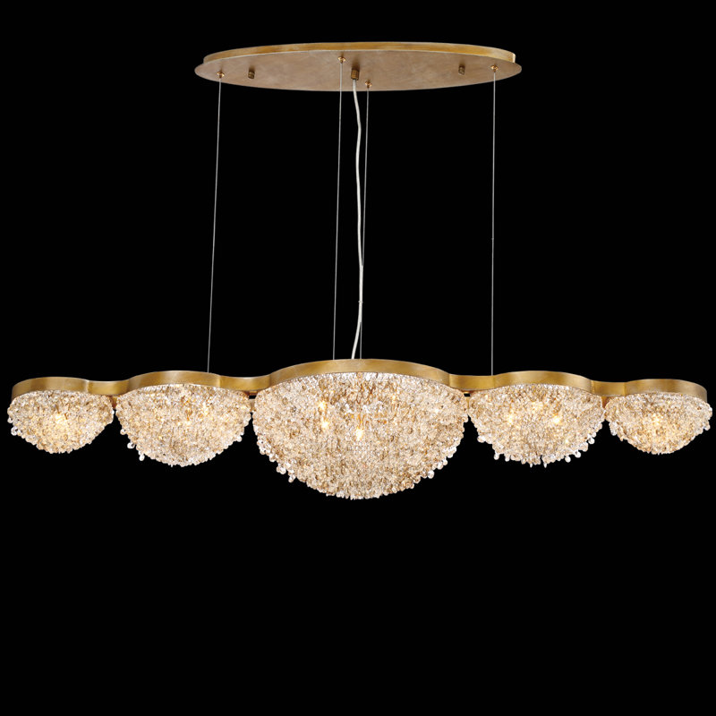 Antique Gold 15-Light Crystal Linear Chandelier