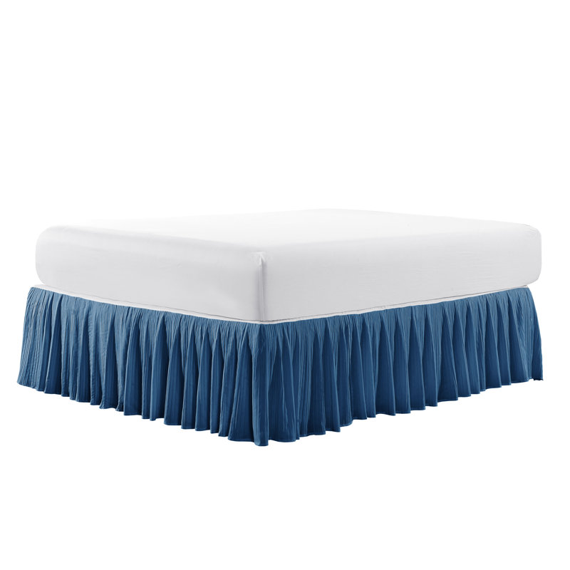 Pleated Bed Skirt, Blue, King