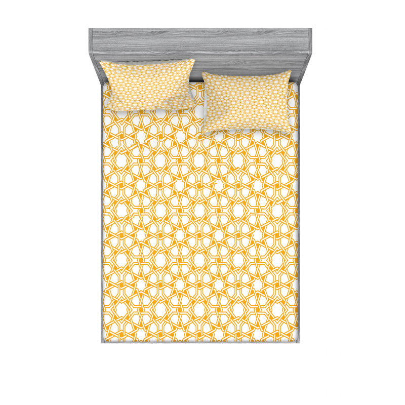 Microfiber Geometric Sheet Set, Queen Sheet Set + Fitted Sheet + 2 Pillowcases