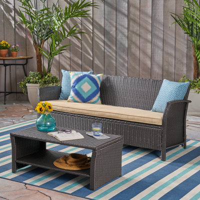 Zona 2 Piece Rattan Sofa Seating Group with Cushions by Winston Porter Zona 2 Piece Rattan Sofa Seating Group with Cushions by Winston Porter