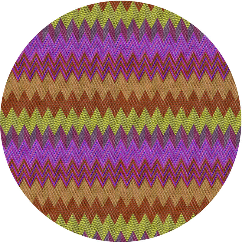 Tapis brun à motif/violet/vert, Rond 8 pi