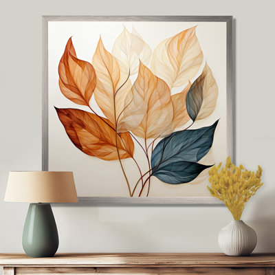 Copper Leafy Abstractions - Leaves Canvas Art