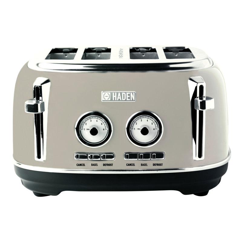 Putty Stainless Steel 4-Slice Wide Slot Toaster with Crumb Tray
