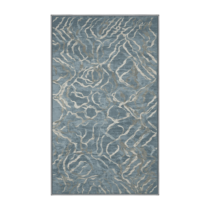 Tapis gris soyeux et moelleux, Rectangle 8 pi x 10 pi