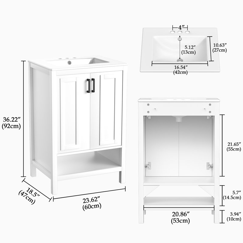 Meuble-lavabo simple 23,6 po Chamberlin, Blanc