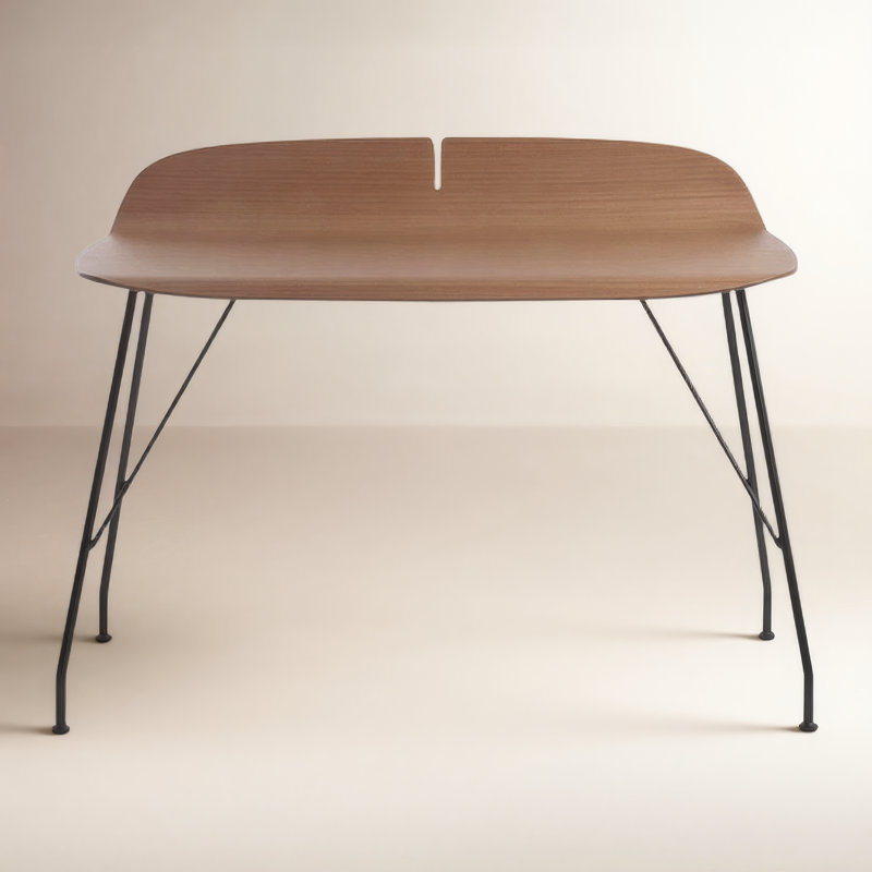 Earl Of Wood Solid Wood Writing Desk, Dark Wood/Black