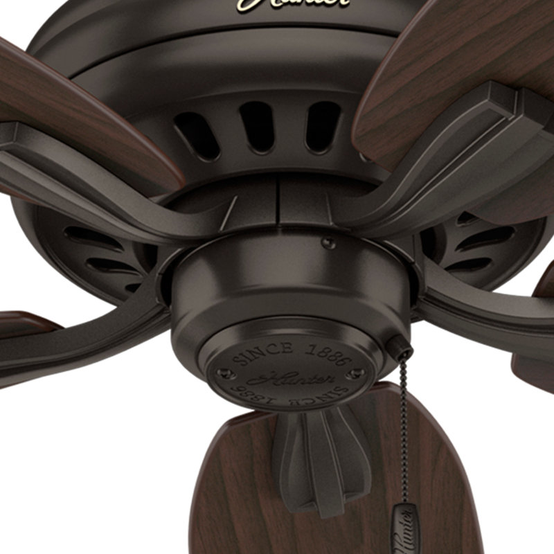 Newsome 52" 5 - Blade Traditional Indoor Ceiling Fan with Pull Chain, Premier Bronze