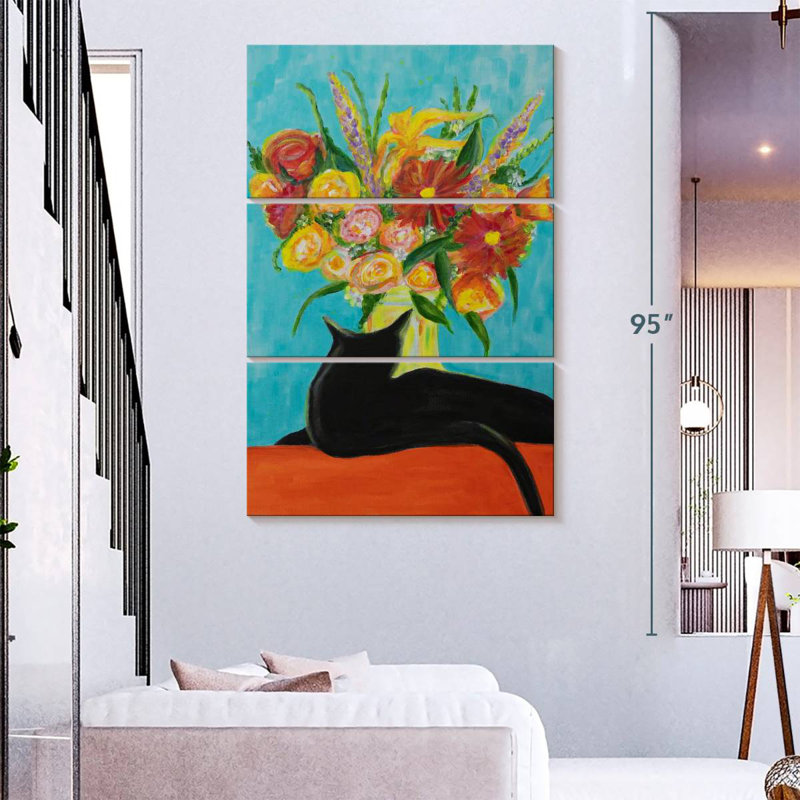 Resting Black Cat, 74" H x 48" W