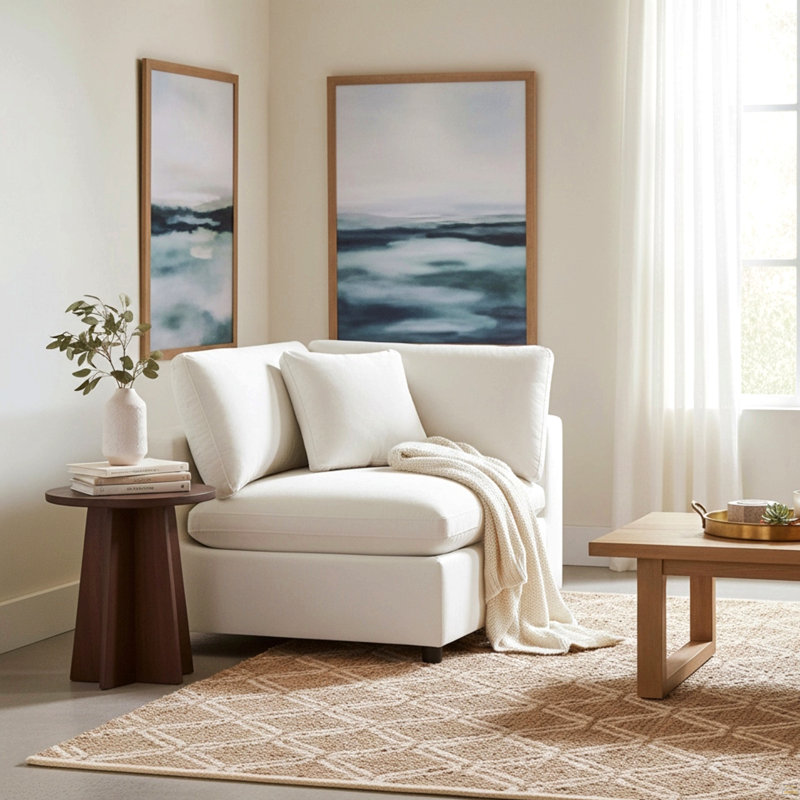 Chaise de coin Caylie - ivoire, Polyester ivoire