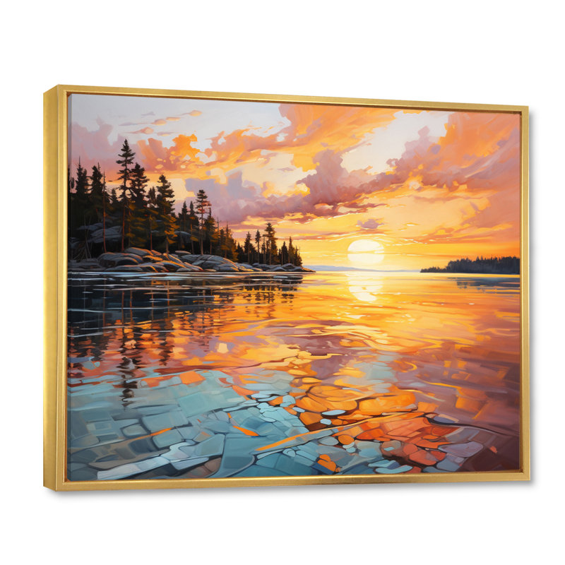 Writhlington Canada Morning Reflections II sur impression sur toile, Cadre flottant doré, H 16 po x l 32 po x P 1 po