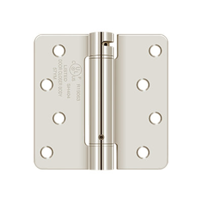 Deltana DSH4R414 4" x 4" x 1/4" Spring Hinge, UL Listed in Polished Nickel