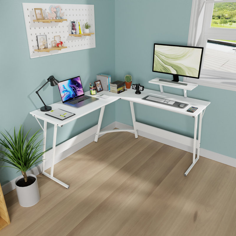 Bureau de jeu en L Jessine, blanc