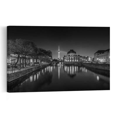 «Berlin Night Reflections Abstract Contemporary City Architecture», reproduction d'art mural