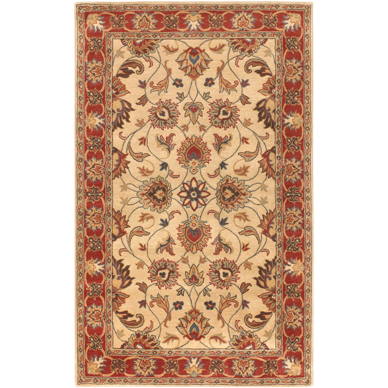 Gracin Hand Tufted Wool Floral Oval Rug, Rectangle 5' x 8'