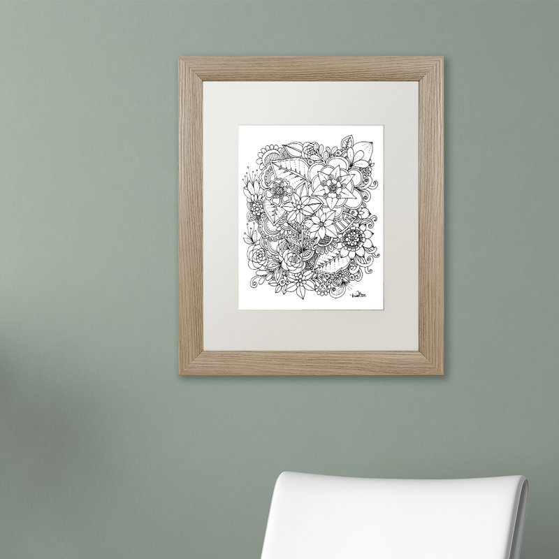 « fleurs », impression encadrée sur toile, Noir, H 20 po x l 16 po x P 0,5 po, Encadrement brun foncé