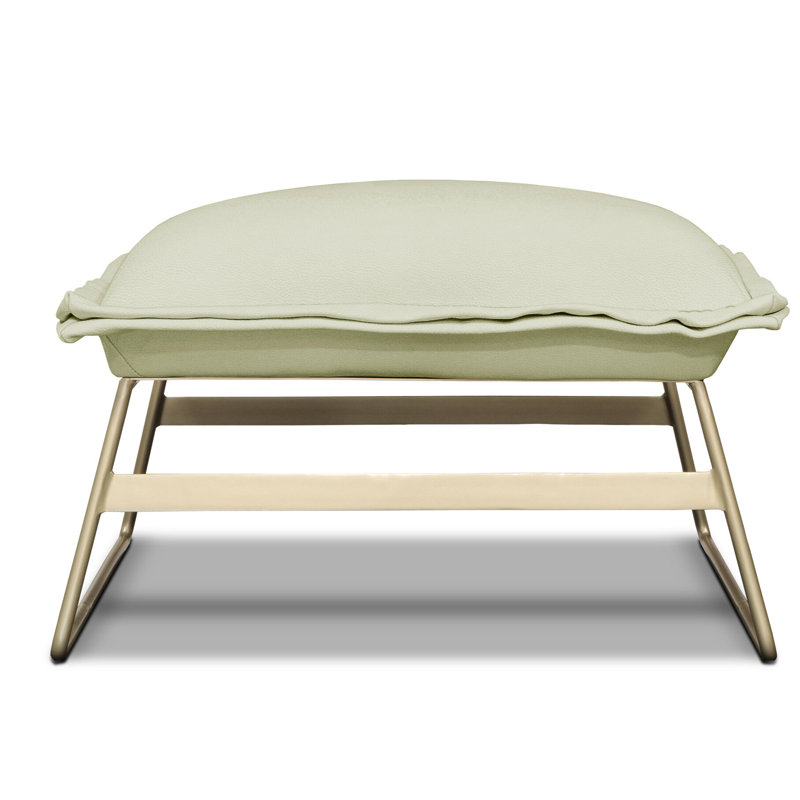 Tweety Leather Ottoman, Iceberg (Dreamer), Satin Dark Bronze