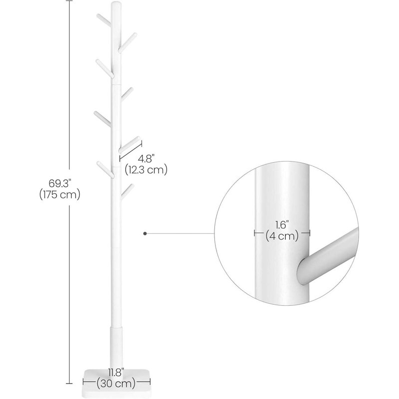 Freestanding 8 - Hook Coat Rack, Cloud White