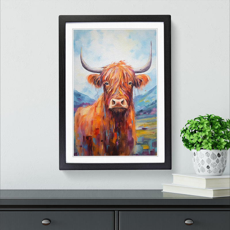 Highland Cow Impressionism - Framed Print