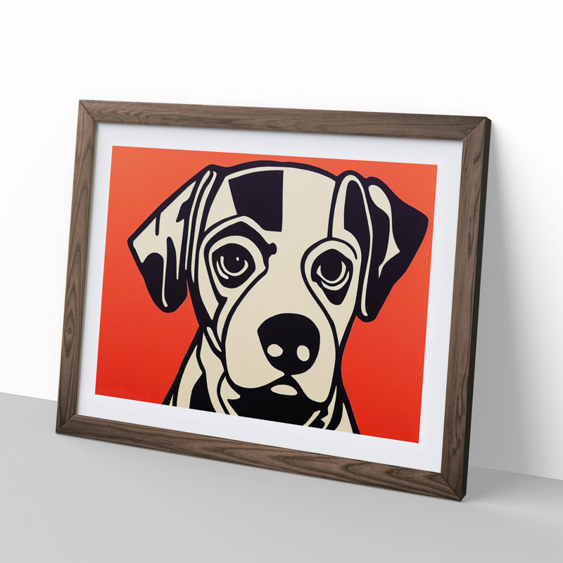 Dog Vol.2 - Single Picture Frame Painting, 25cm H x 34cm W x 2cm D, Walnut