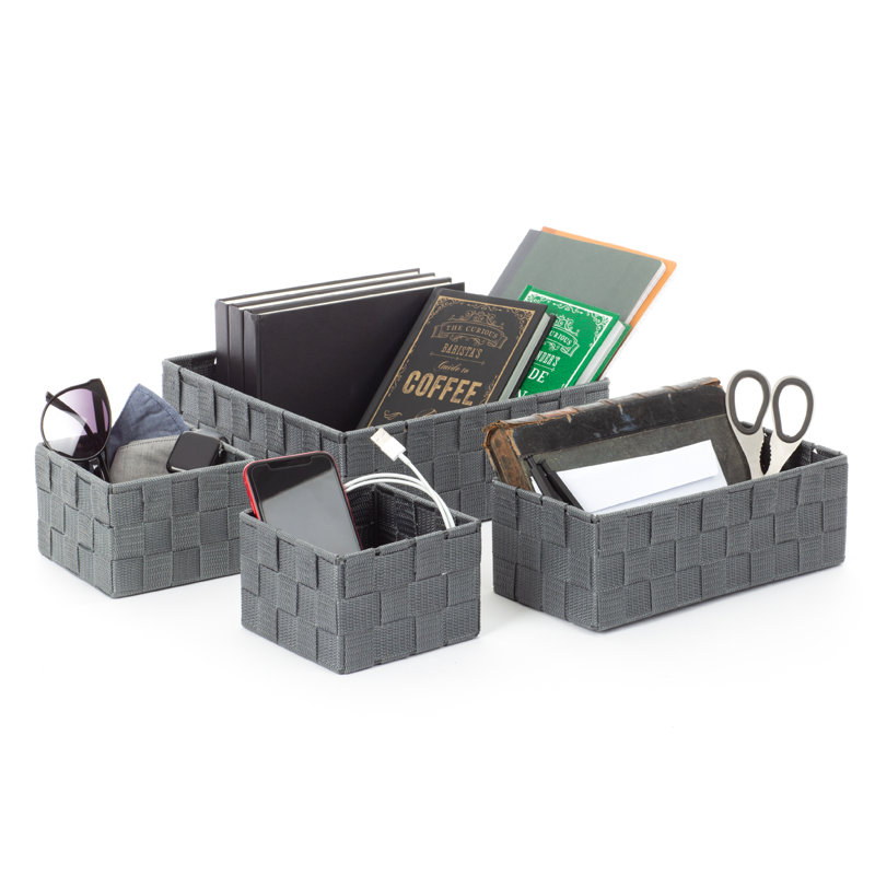 Ebern Designs Weave Baskets 1 Plastic Decorative Basket, Grey