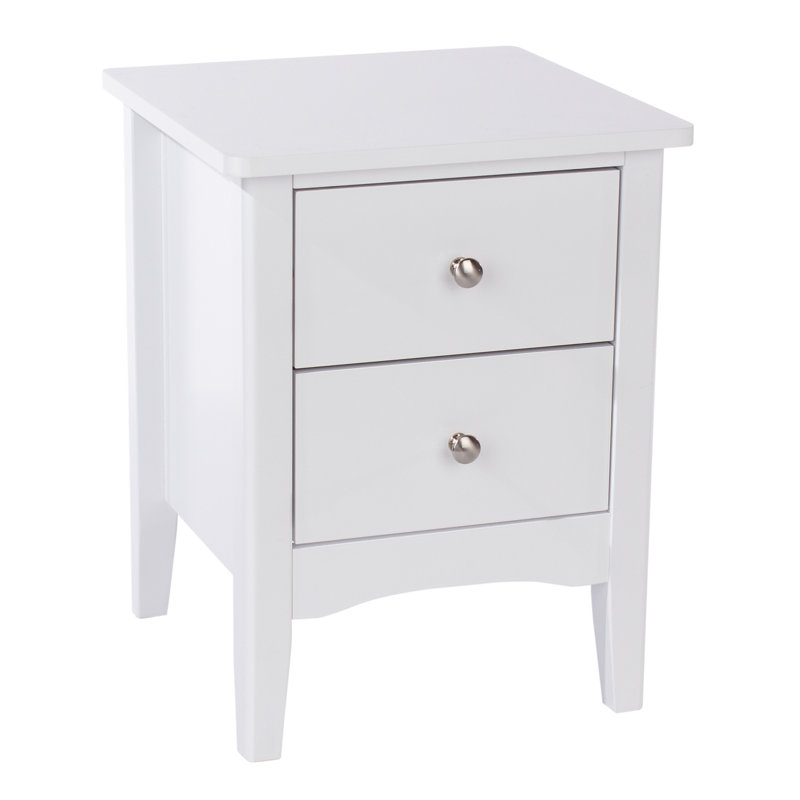 Clio 2 Drawer Bedside Table, White