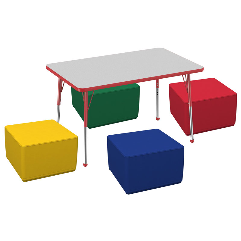 Ensemble de table et chaises rectangulaires à hauteur réglable T-Mould, Gris / rouge, H 12 po x L 48 po x L 30 po
