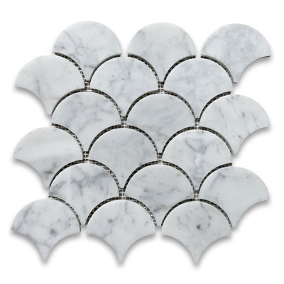 10" x 9" Marble Fish Scale Mosaic Wall & Floor Tile