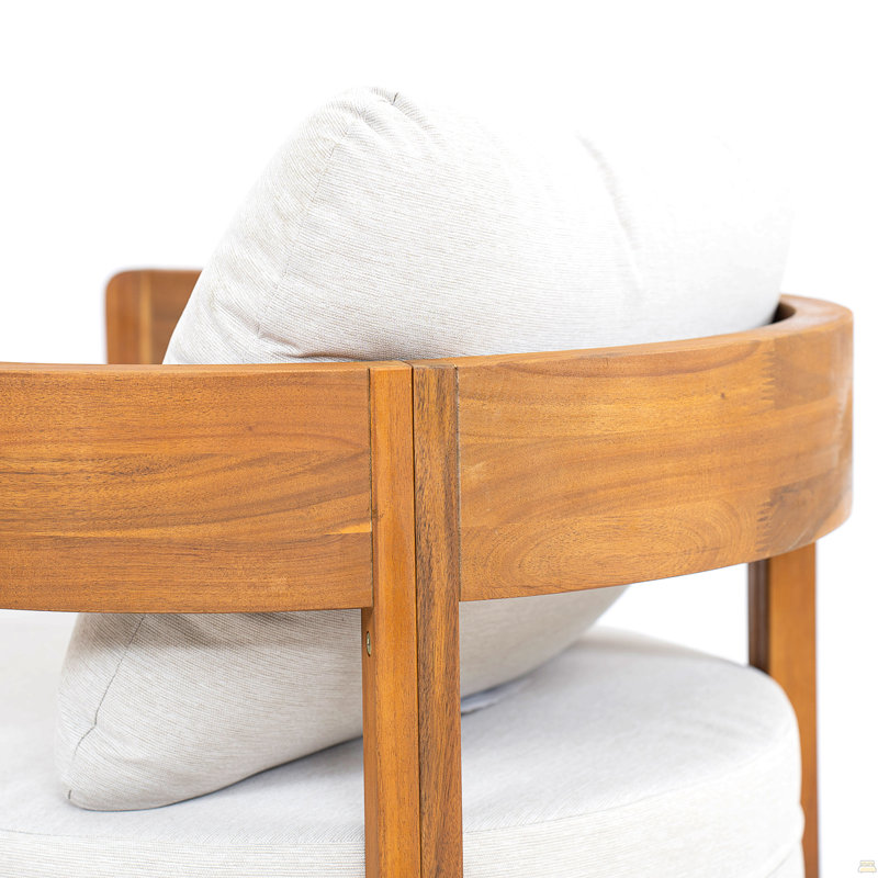 Fauteuil club d'extérieur pivotant en bois, Beige, Teck
