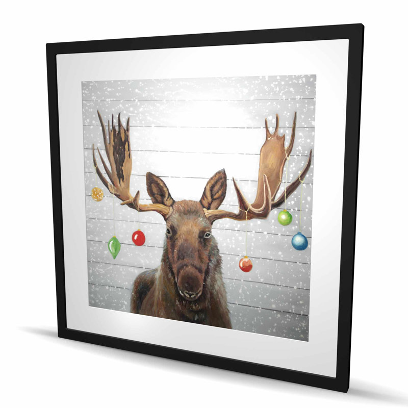 Orignal a des boules de Noël | Reproduction encadrée matte pour la décoration, H 36 po x l 36 po, Noir