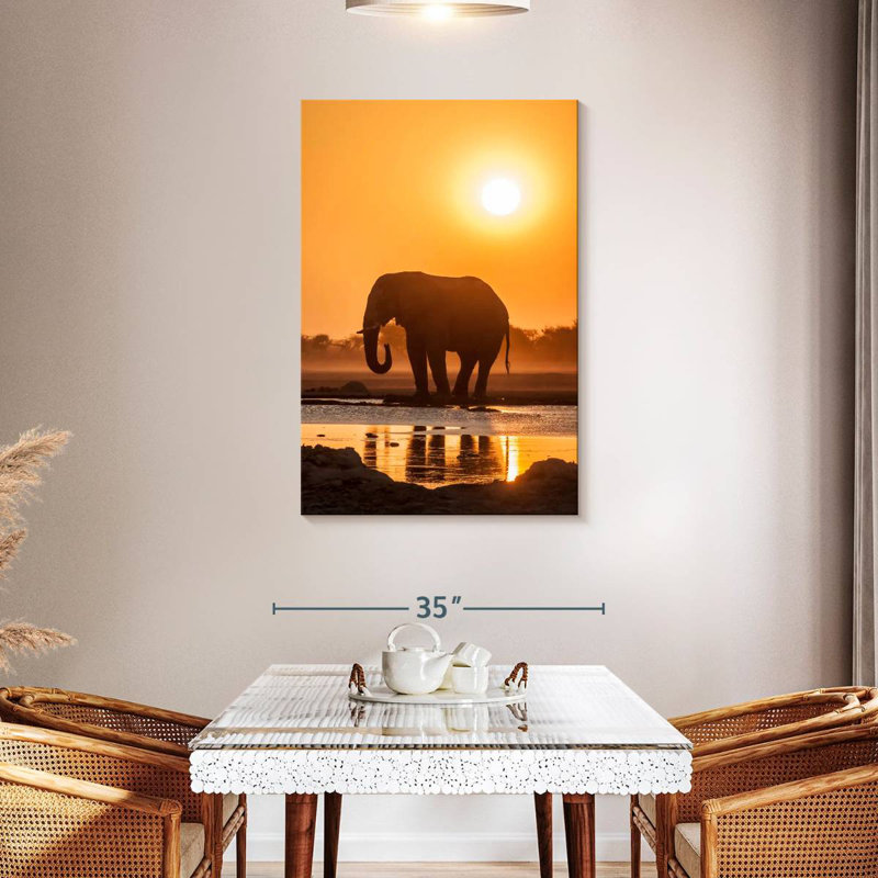 Brampt African Elephant At Sunset, 45" H x 30" W