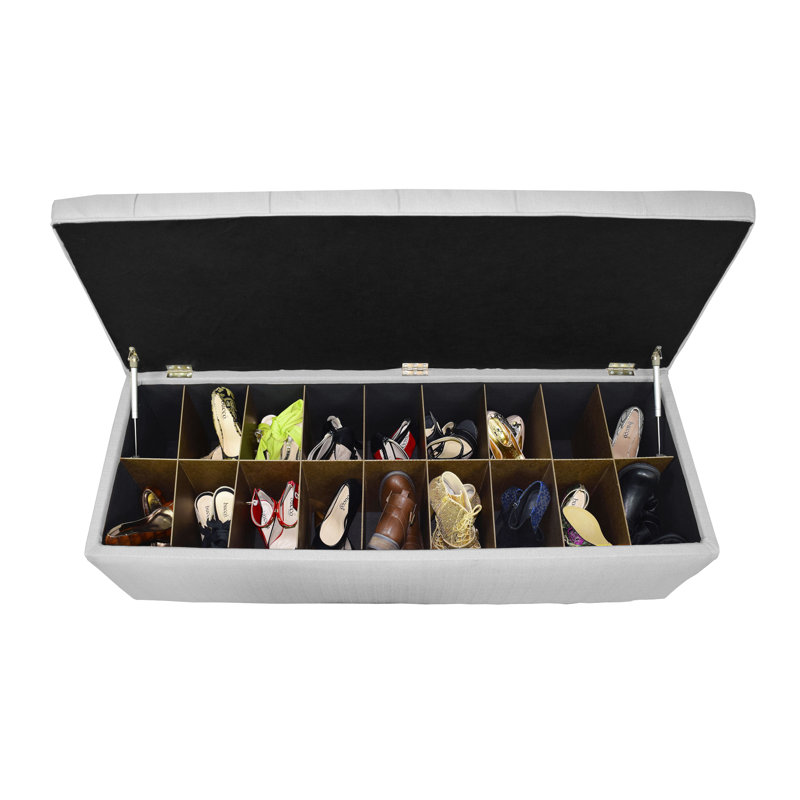 Banc de rangement pour chaussures Averi, Grand, Gris argenté