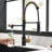 Pull Down Water Filter Kitchen Faucet - Purifier Drinking Sink Tap In Black And Gold Energy Efficient With For