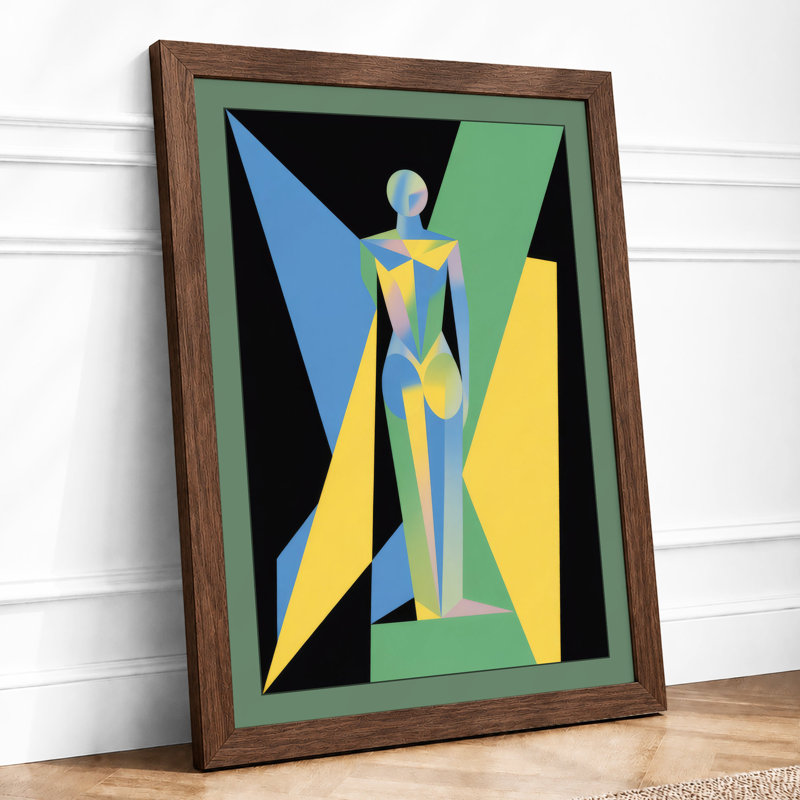 Figure in Motion Art Deco - Framed Print, A3 - 42.0 x 29.7 cm, Walnut
