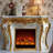 White Solid Wood FElectric Fireplace