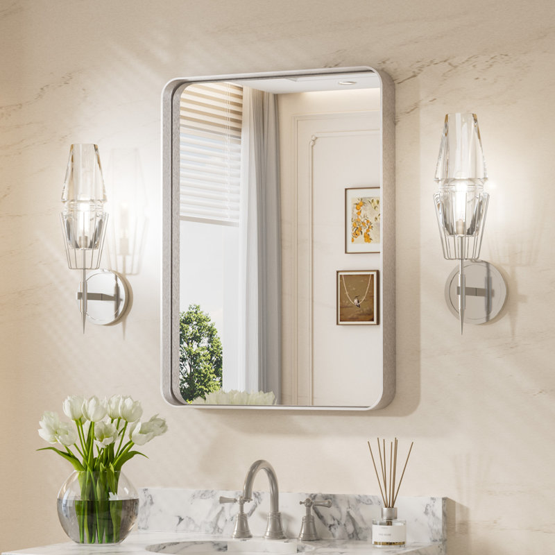 Miroir d'appoint Tyro, 30 po x 22 po, Rectangulaire, Nickel
