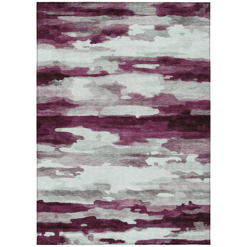 Machine Washable Indoor/Outdoor Chantille ACN2876 Abstract Rug, 8' x 10', Merlot