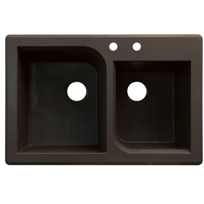 Radius 33.0625'' L Double Bowl Granite Kitchen Sink