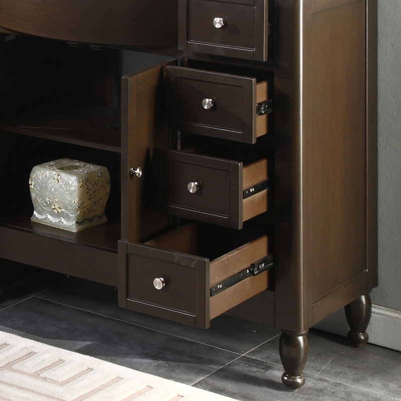 Davian Single Bathroom Vanity with Marble Top, Left Side
