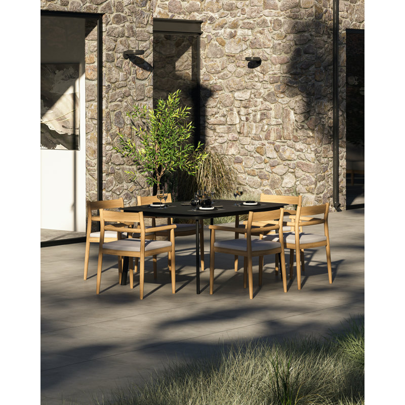 Teak Patio Dining Armchair with Cushion