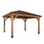Abri de jardin extérieur en bois de cèdre 14 pi x 12 pi avec toit rigide en acier galvanisé et PowerPort Backyard Discovery Barrington