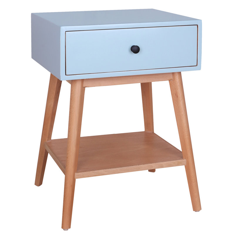 Solid Wood End Table, Aqua