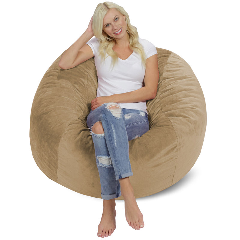 Fauteuil à billes - Fauteuil à billes rond rembourré en mousse à mémoire de forme avec housse amovible et lavable à la machine - Fauteuil à billes avec housse en microfibre douce - Plusieurs tailles et plusieurs tissus lavables à la machine